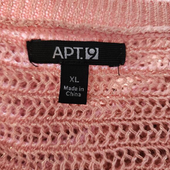 APT. 9 Pink Metallic Open Weave Long Sweater Woman's Size XL - Picture 5 of 6
